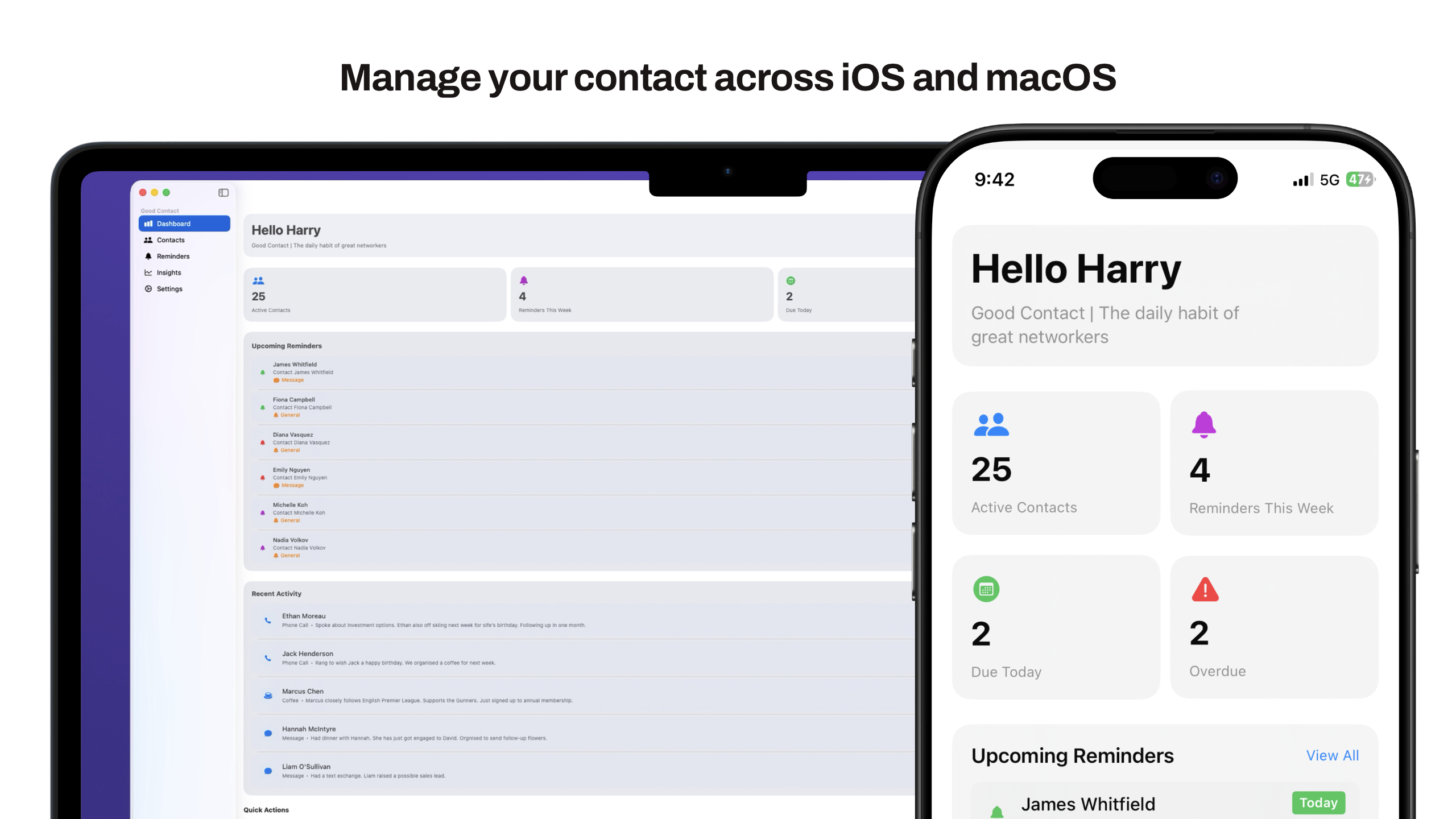Dashboard Overview on macOS