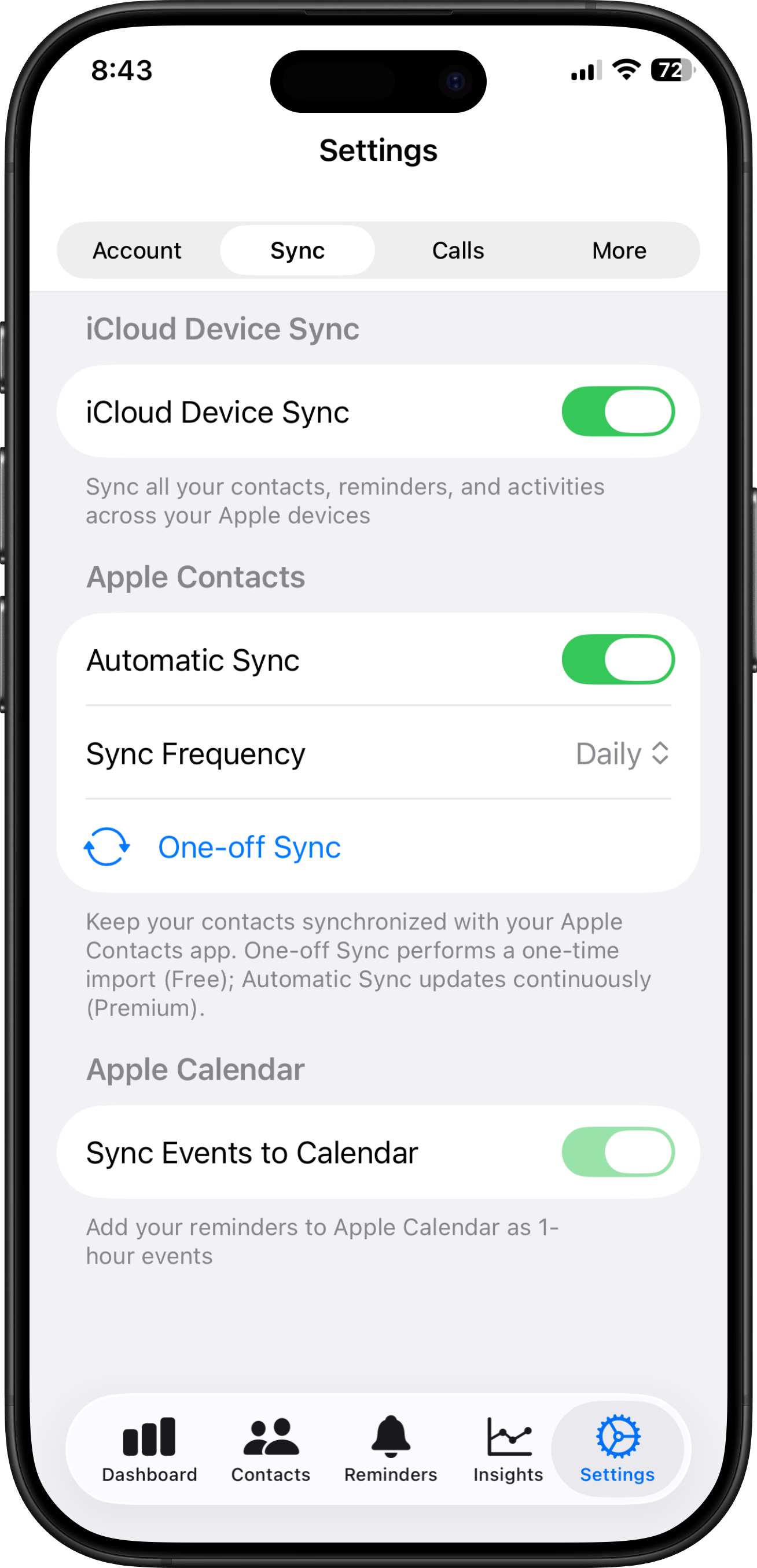 iPhone and Mac sync screenshot
